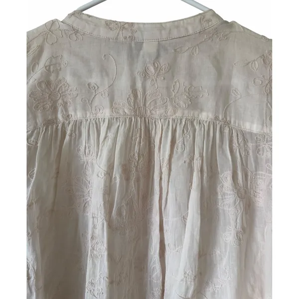Anthropologie Pilcro Tavi Embroidered Button Down Blouse Bisque Women's Small‎ - Image 4