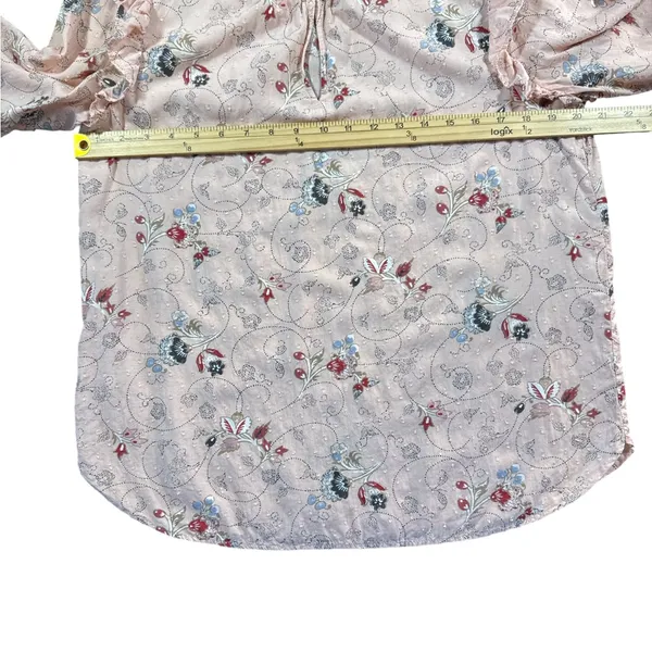 LOFT‎ Pink Floral Long Sleeve Blouse - Image 3
