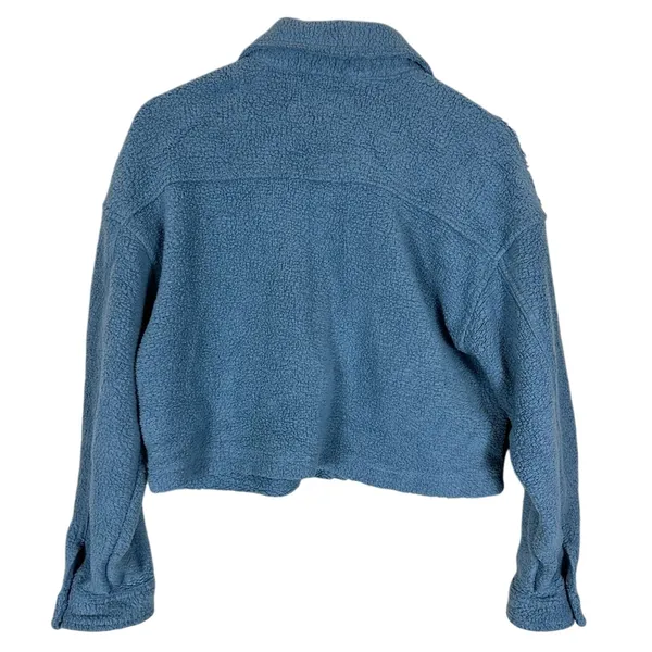 Blank NYC Cropped Sherpa Trucker Jacket Womens‎ L Blue Fleece Cozy 90s Retro - Image 4