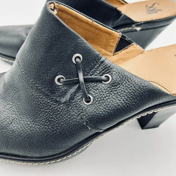SOFFT Clog Mule 3" Heels Womens 9M Black Pebble Leather Slip On - Image 4