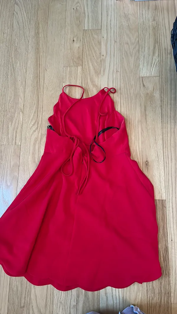 Lulus Red Scallop Dress - Image 3