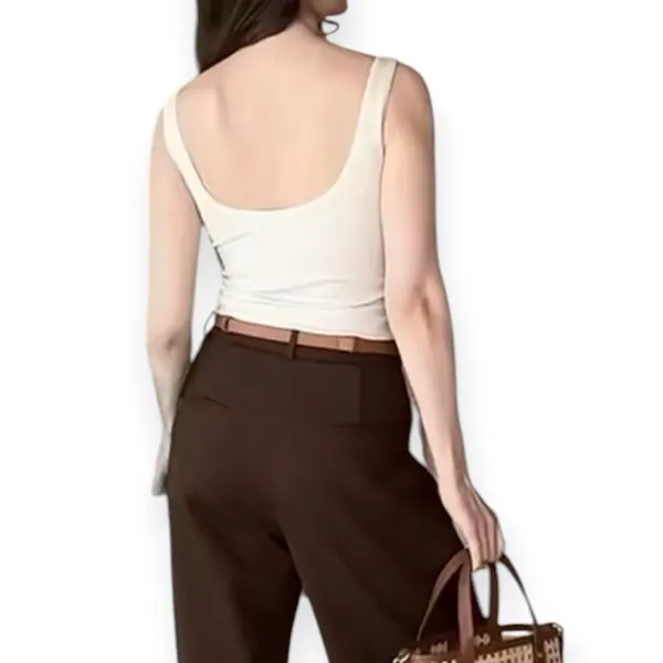 NWT OGL Elastic Open Back Bra Tank Top Plantive Size Small Gardenia Beige - Image 2