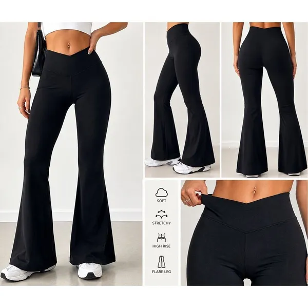 OFFLINE By Aerie Black Flare Yoga Pants XXS High Rise Y2K Athleisure - Image 2
