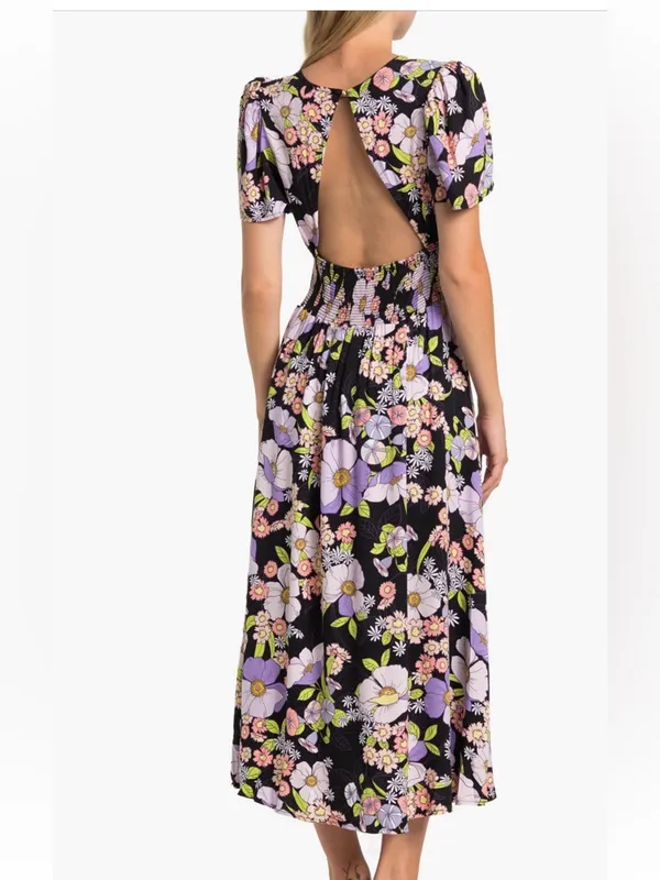 AFRM Jamie Pink Black Polkadot Print Open Back Maxi Dress Medium $138 Revolve - Image 11