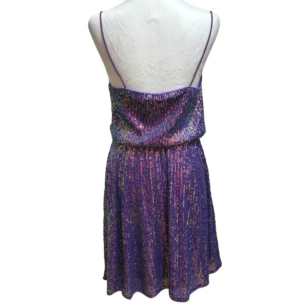 SheIn NWOT Sequin Cowl Neck Sleeveless Dress Womens S Lavender Glam Retro Hoco‎ Event - Image 3