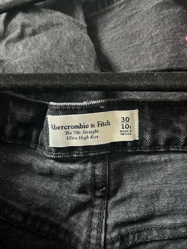 Abercrombie & Fitch Black Distressed Jeans 30 The 90s Straight Ultra High Rise - Image 6