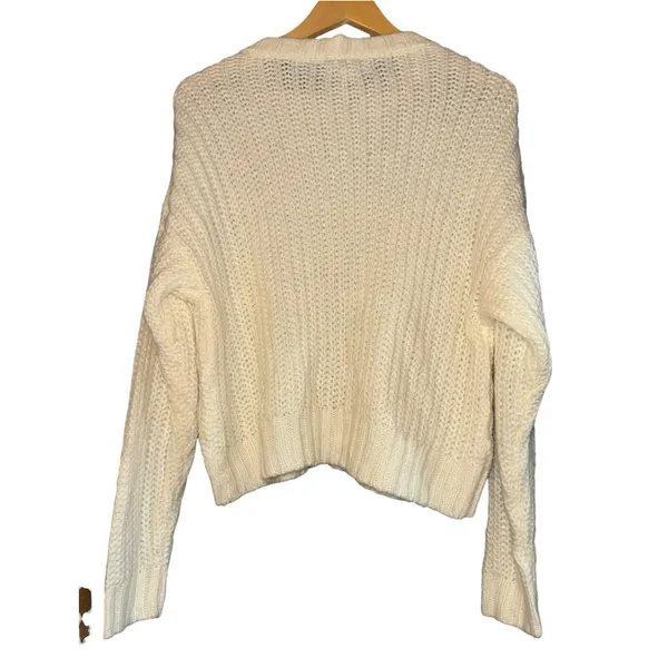 American Eagle Soft Chunky Knit Cream Sweater Womens Small Cozy Preppy Fall Warm - Image 4