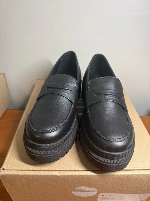 NIB Portland Leather Footwear Patina Zoe‎ Chunky Loafer Black Lug Dark Academia - Image 2