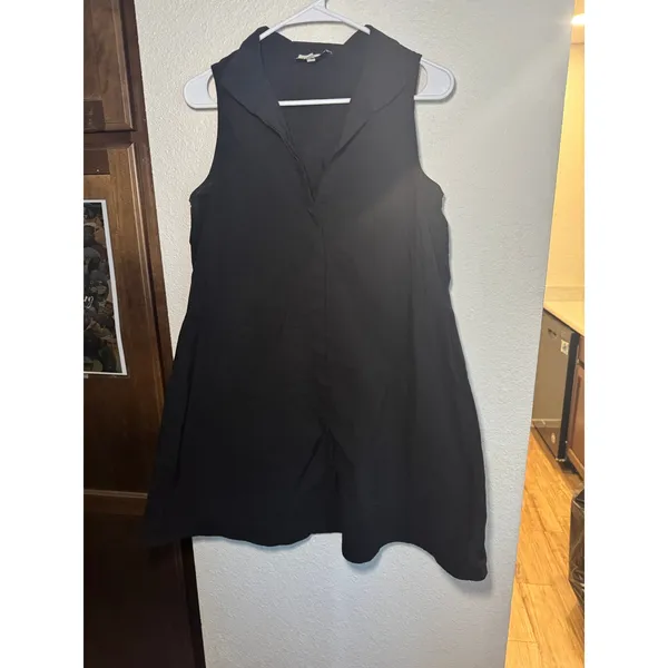 Tuckernuck Womens Black Sleeveless Button‎ Down Shirt Dress Mini Size Small - Image 2