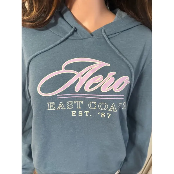 Women’s Aeropostale Blue Hooded Sweatshirt with Pink Script Logo size XL - Image 3