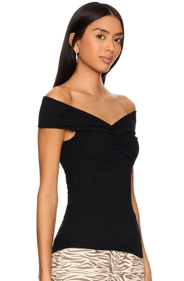 LIONESS Crue Off Shoulder Top in Onyx - Image 2