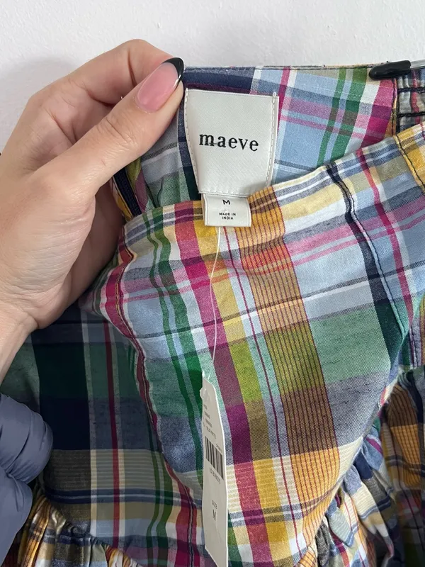 Maeve Anthropologie Plaid Mini Skirt Size M Preppy Y2K Cottagecore - Image 5