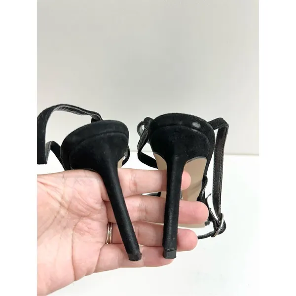 Sam Edelman Sandals Womens Size 6.5 Black Faux Leather‎ Open Toe Daisie Heels - Image 9