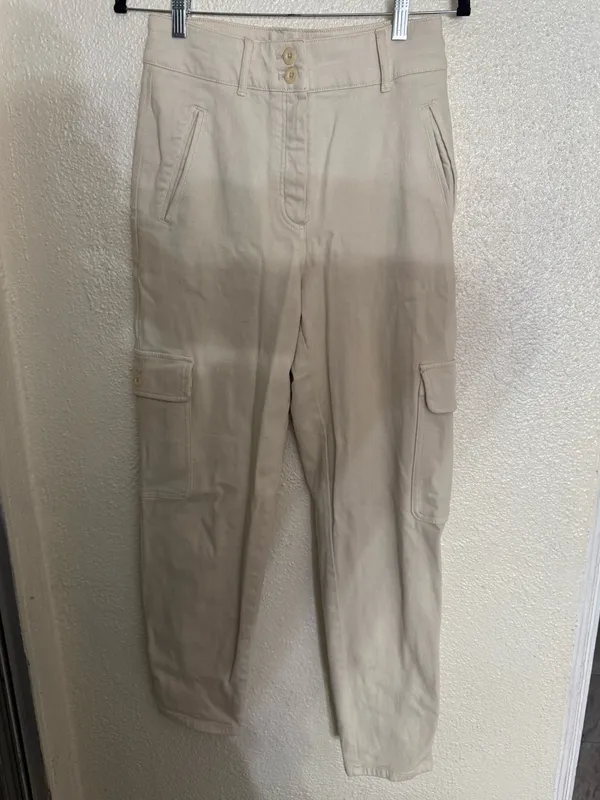 Aritzia Wilfred Free Modern Cargo Pant Cream Straight-Leg Cargo Pants size 4 - Image 3