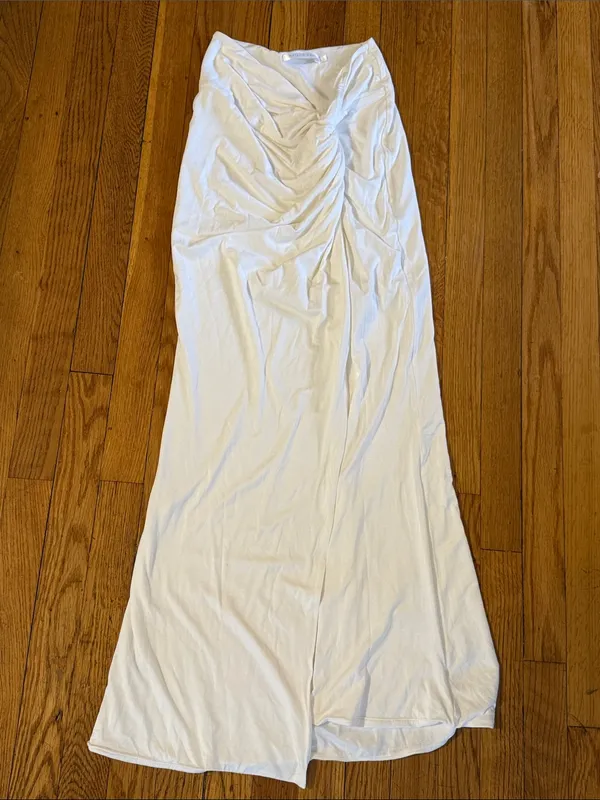 Natalie Rolt Clementine white jersey bamboo skirt maxi coverup size 1 - Image 2