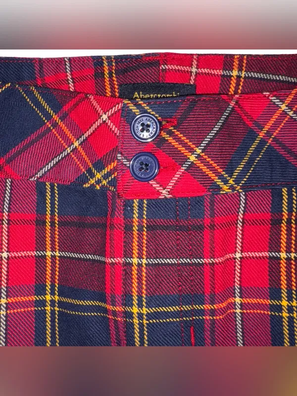 Vintage 90s Abercrombie & Fitch Plaid Wool Blend Belted Mini Skirt Size 8 - Image 9