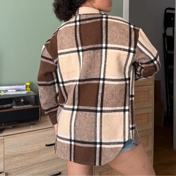 Princess Polly Brown Plaid Lightweight Jacket - Image 2