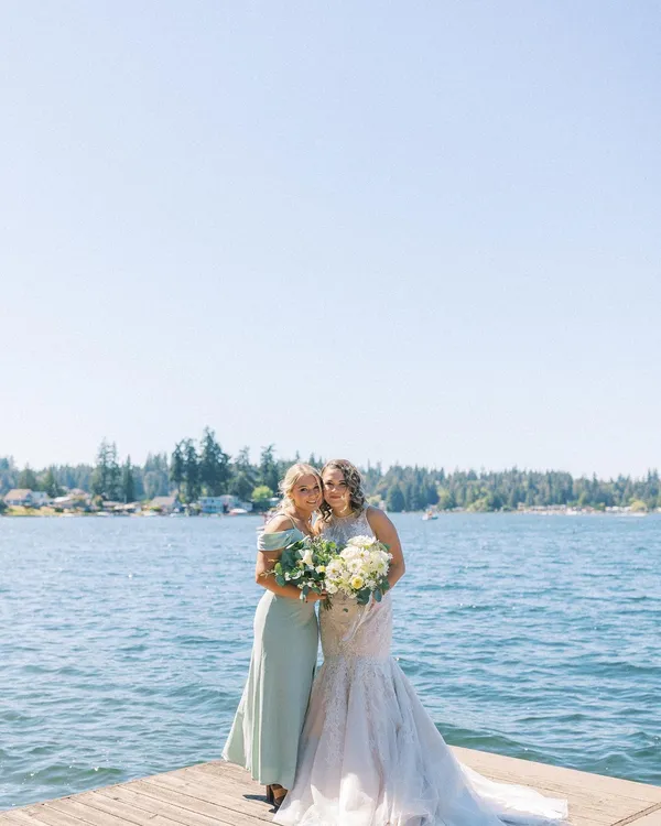 Bridesmaid Dress Worn ONCE Green - Image 2