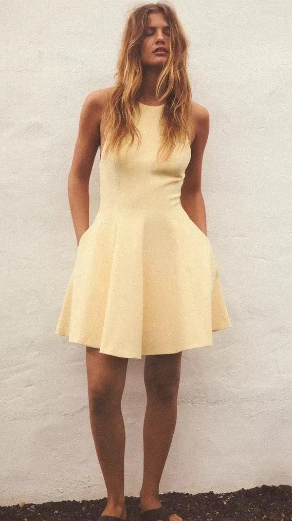 Zara mini halter dress butter yellow evening party wedding dress - Image 10