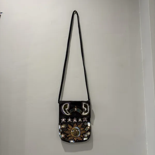 Rhetta Stelling hand painted purse celestial Sun Moon Star‎ Flap Crossbody Bag - Image 4