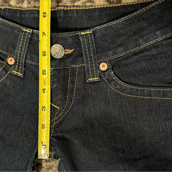 True Religion Denim Vintage Size 25 Dark Blue Wash WC92358QV Candice Flare Jeans - Image 10