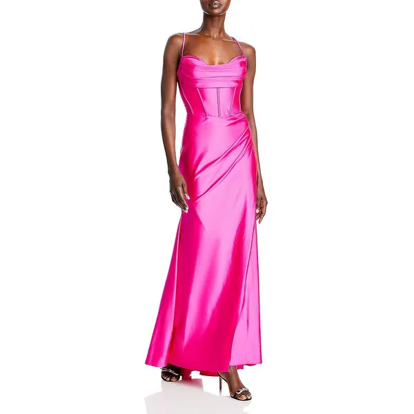 Aqua Satin Corset Gown‎ Size 16 - Image 3