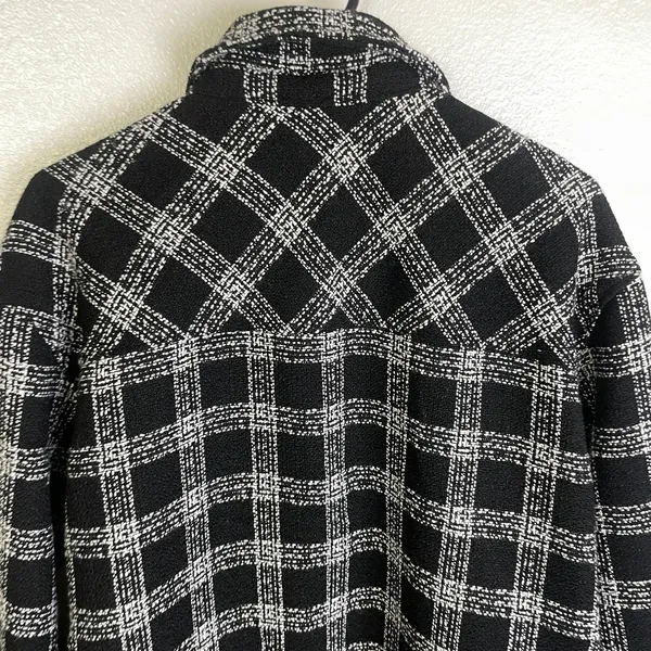 House of Harlow Shacket Womens Medium Black Button Up Tweed White Check Heavy - Image 8