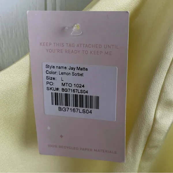 NEW Birdy Grey Jay Matte Satin Dress Lemon Sorbet Yellow Size Large Bridesmaid - Image 6