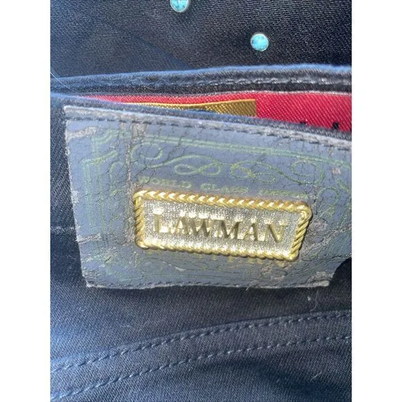 Vintage Lawman Jeans Sides‎ Studded Slim Fit Western Black VTG Size 9 - Image 7