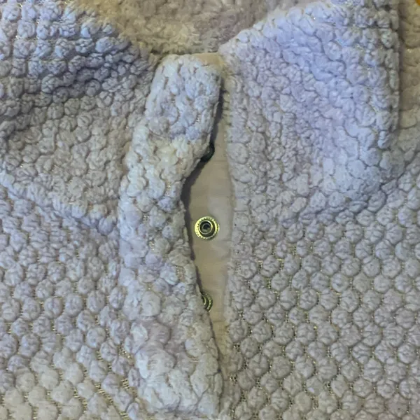 Eddie Bauer Pullover Fleece XL Lavender Snap Collar Textured Black Label Warm - Image 6