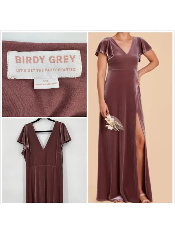 Birdy Grey Hannah Stretch Velvet Bridesmaid Dress XXL Desert Rose Mauve Pink - Image 2