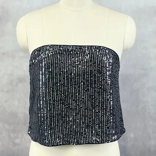 Sparkly Sequin Tube Top Women‎ Large Stretch Rave Party Glam Festival Disco Y2K - Image 8