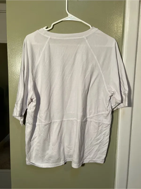 Factory QX Women’s Size Medium T-Shirt White Crewneck Half Sleeve Athletic Loose - Image 5