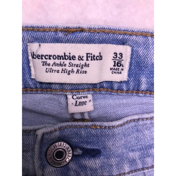 Abercrombie & Fitch Jeans Womens 33/16L Light Blue Excellent Curve Love Straight - Image 2