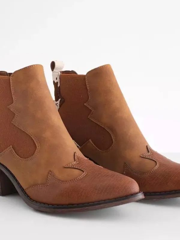 Buckle Pierre Dumas Wilder Ankle Boot Brown Cowhide Accent Western Boots Size 7 - Image 3