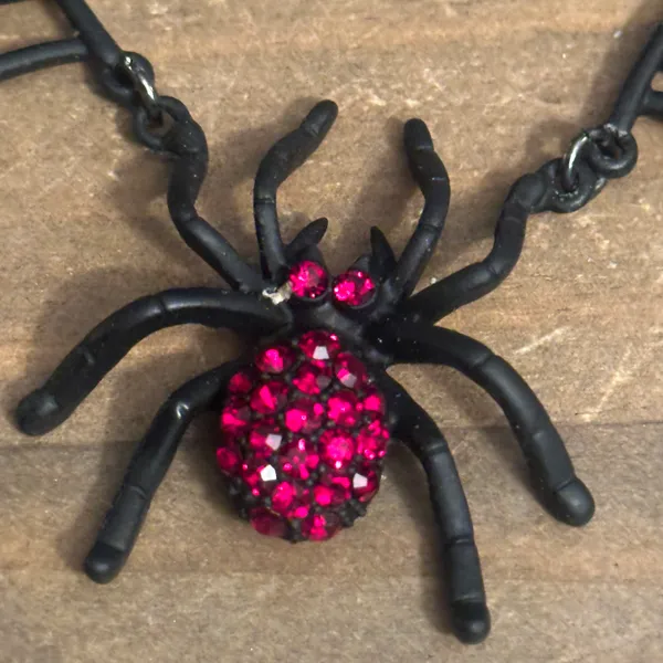 Gothic Halloween rhinestone spider necklace Black - Image 5