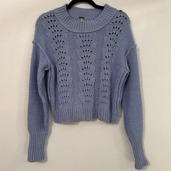 Free People Bell Song Pullover Sweater in Vintage Light Blue Small S‎ - Image 2