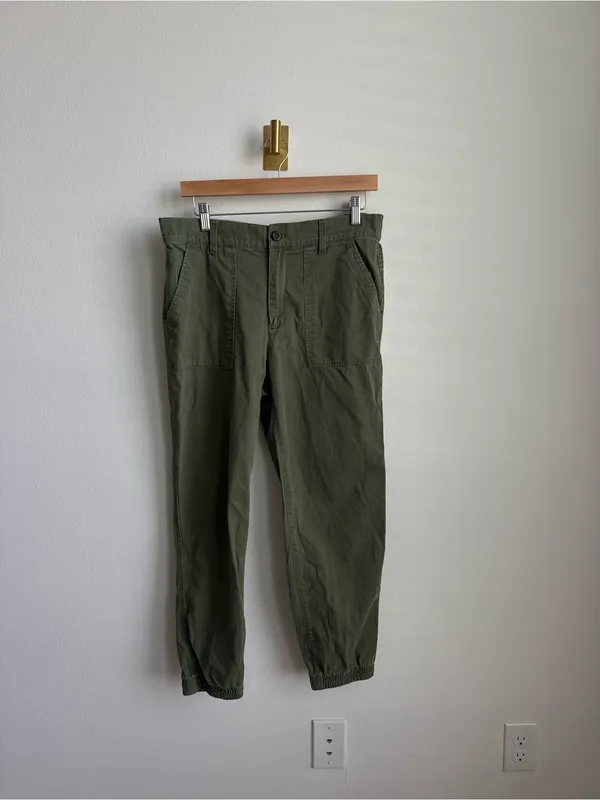 Gap Mid Rise Utility Twill Jogger Pants Olive Green Medium - Image 3