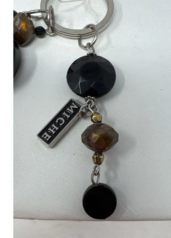 Miche Purse Charm Storm Black Gray Silver Key Chain - Image 2
