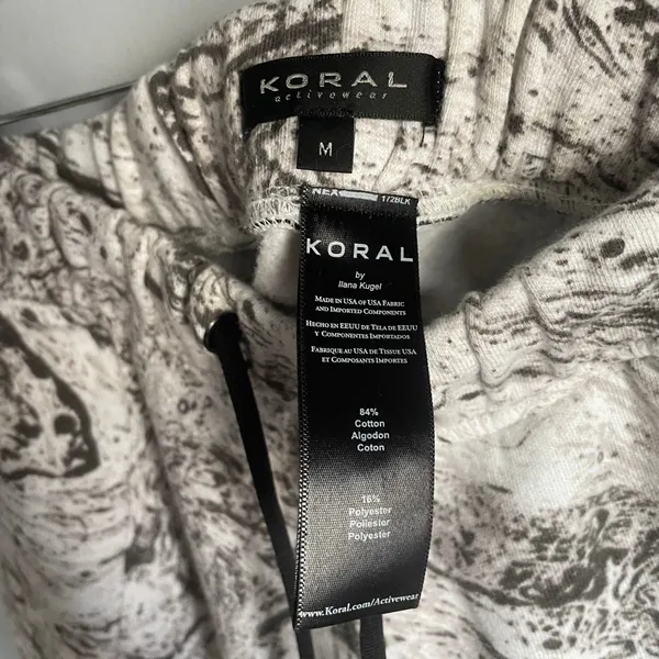Koral Activewear White Grey Marble Jogger Sweatpants size Medium Low Rise Sweats - Image 7