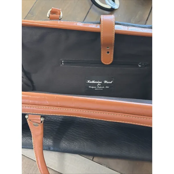 Katherine Ward Vintage Doctor Satchel Black Tan Leather Handbag USA Handbag - Image 8