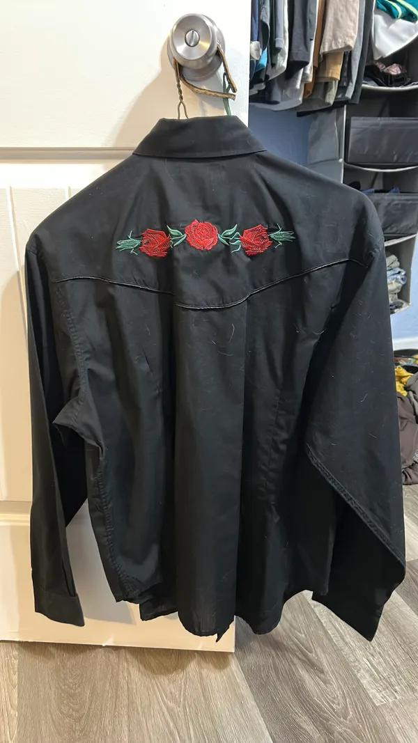 Vintage Western Button Up Black Size M - Image 2