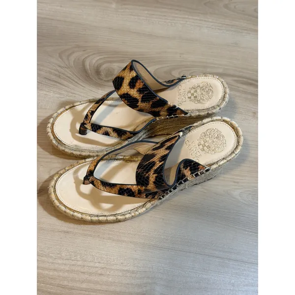 Vince Camuto Lavanda Leopard Wedge Sandals 9M Womens Animal Print Espadrille - Image 6