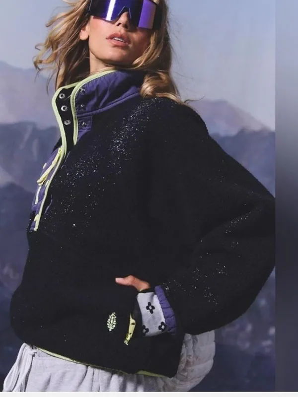 New Free People Hit the slopes pullover Colorblock Fleece jacket Small - Image 4