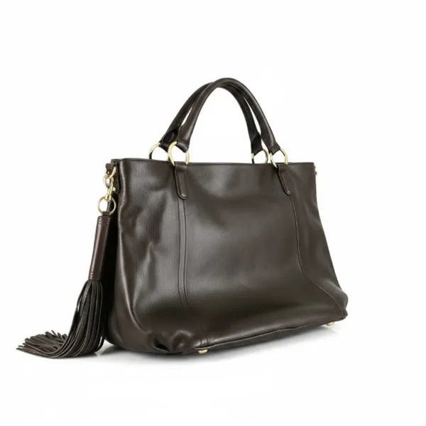 G.I.L.I. Pebbled Leather Hobo Tote Bag Brown Everyday Office Travel Weekender - Image 2