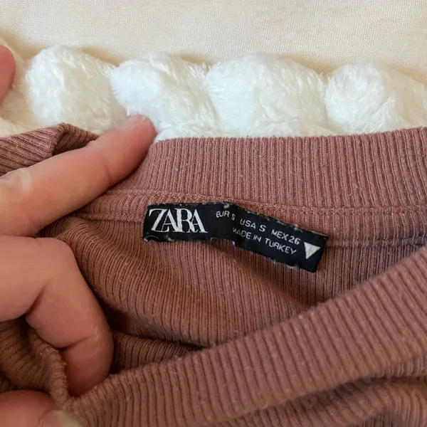 Zara Short Sleeve Brown Ruched Tee - Image 3