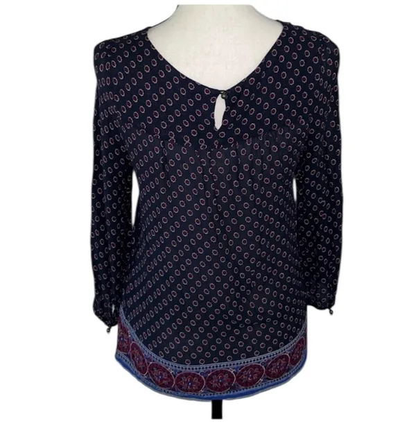 Forever 21 Bohemian Abstract Print Long Sleeve Lightweight Blouse Size Small - Image 2