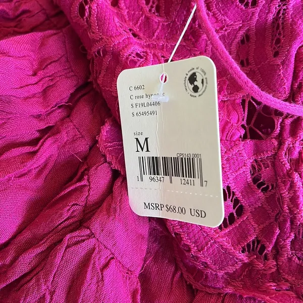 NWT FREE PEOPLE Adella Lace Woven Camisole Top M In Rose Hypnotic Babydoll - Image 5