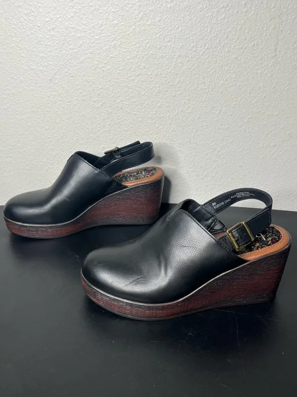 NEW BOC Born Concept Closed Toe Slingback Wedge Mule Clog in Black Size 8 - Image 3