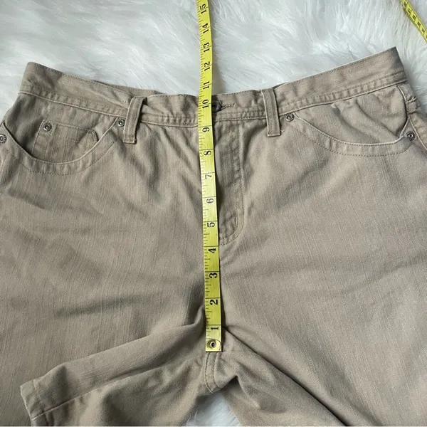 90s Vintage High Waisted Jean Shorts tan brown - Image 7